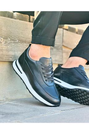 کفش اسنیکر مشکی مردانه چرم اصل ByItallanoshoes - کد 834595295