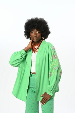 کیمونو و کافتان سبز زنانه ویسکون Orfeo Negro - کد 860964324