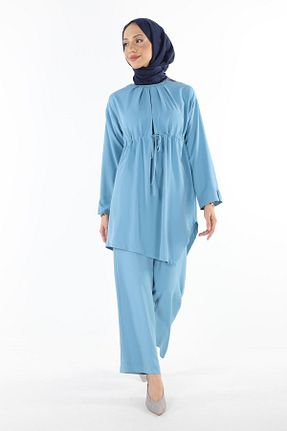 ست بالاتنه و پائین تنه حجاب آبی زنانه کارگو Plistre - کد 783802397