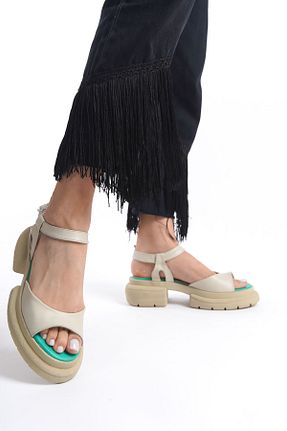 صندل بژ زنانه پاشنه تخت NOSEY SHOES - کد 860532389