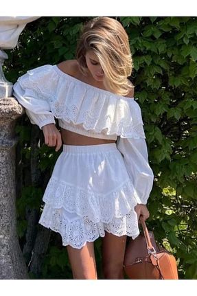 ست بالاتنه و پائین تنه سفید زنانه بافتنی FASHION COCKTAIL - کد 860762415