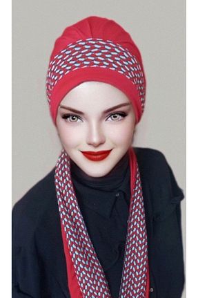 روسری قرمز شیفون Polikromi - کد 860810185