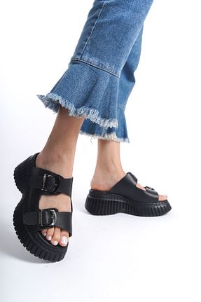 دمپائی مشکی زنانه چرم خالص NOSEY SHOES - کد 860536977