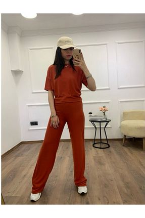 ست بالاتنه و پائین تنه نارنجی زنانه بافتنی Gonca İzmit - کد 860652038