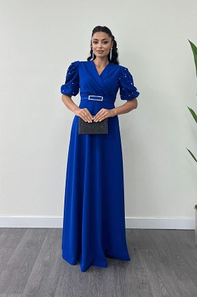 لباس مجلسی و فارغ التحصیلی سرمه ای زنانه کرپ giyimmasalı - کد 860690943
