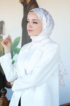 شال سفید زنانه ویسکون Hint İpek - کد 860705637
