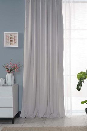پرده زمینه طوسی پلی استر Miabella Home - کد 858944922
