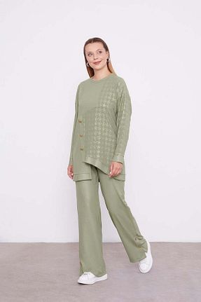 ست بالاتنه و پائین تنه خاکی زنانه بافتنی Levidor - کد 860755864