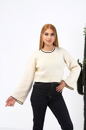 پلیور سفید زنانه ساده Lady MORE - کد 860795570