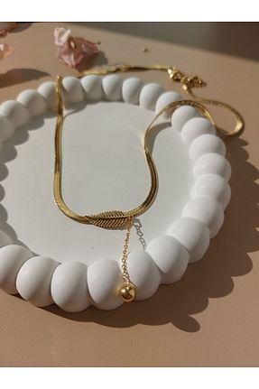 گردنبند استیل ( فولاد ) طلائی زنانه استیل ضد زنگ Home - کد 860800277