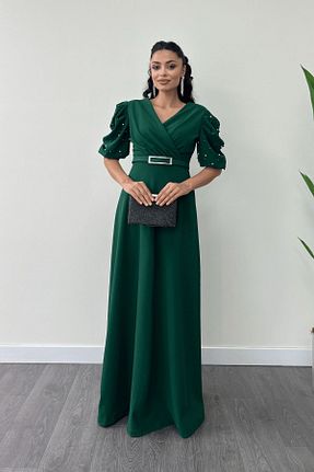 لباس مجلسی و فارغ التحصیلی سبز زنانه کرپ giyimmasalı - کد 860690939