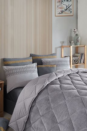 ست لحاف و روکش لحاف و روکش بالش دو نفره طوسی 195 x 215 Otelonia - کد 860732514