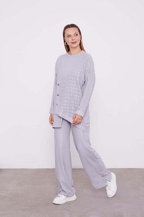 ست بالاتنه و پائین تنه طوسی زنانه بافتنی Levidor - کد 860753937