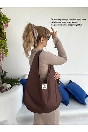کیف دوشی قهوه ای زنانه پارچه ای bee store - کد 750338405