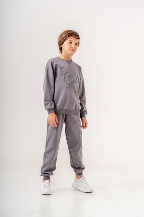 ست بالاتنه و پائین تنه طوسی بچه گانه بافت Mışıl Kids - کد 853884731