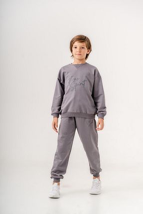 ست بالاتنه و پائین تنه طوسی بچه گانه بافت Mışıl Kids - کد 853884731