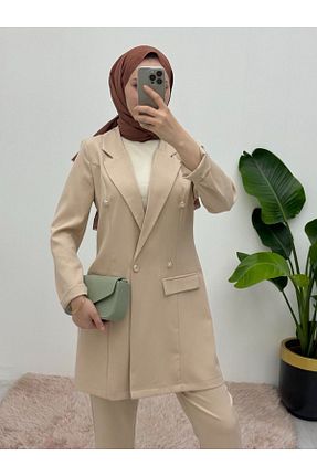 ست بالاتنه و پائین تنه حجاب بژ زنانه رگولار HİJABAYA - کد 860715878