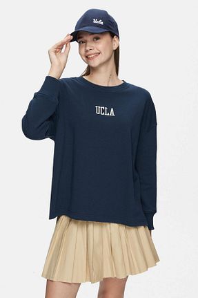 سوئیشرت سرمه ای زنانه نقش دار / کار شده Ucla - کد 858120832