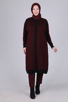 رویه سایز بزرگ زرشکی زنانه پارچه behrem - کد 858431175