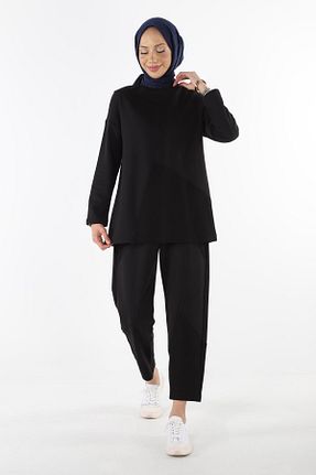 ست بالاتنه و پائین تنه حجاب مشکی زنانه رگولار Plistre - کد 789571538