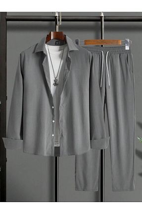 ست بالاتنه و پائین تنه طوسی مردانه بافت DWN WEAR - کد 860578889