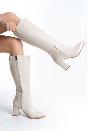 چکمه بژ زنانه چرم مصنوعی LEMUES SHOES - کد 860583185