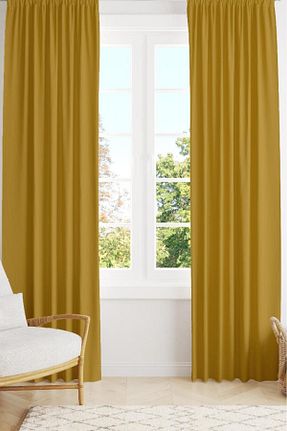 پرده زمینه زرد پلی استر Miabella Home - کد 858944905