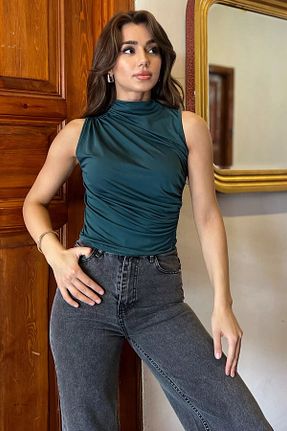 بلوز سبز زنانه ساده GÜLSELİ - کد 860658477