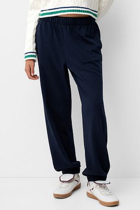 شلوار آبی زنانه پنبه ای Bershka - کد 860667176