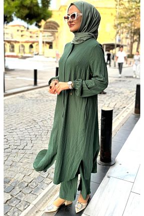 ست بالاتنه و پائین تنه حجاب سبز زنانه رگولار ESRANUR - کد 860474448