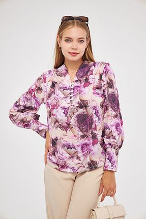 بلوز بنفش زنانه گلدار Avones - کد 860664445