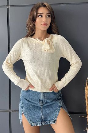 بلوز بژ زنانه ساده GÜLSELİ - کد 860659697
