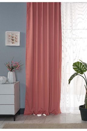 پرده زمینه صورتی پلی استر Miabella Home - کد 858944898