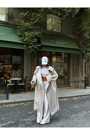 ترنچکت بژ زنانه پنبه ای şuranur - کد 855683378