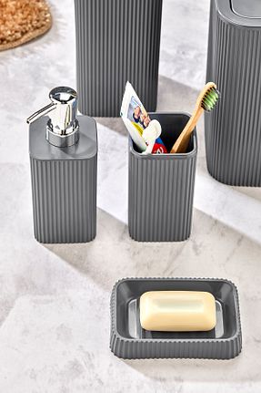 ست حمام طوسی پلاستیک Tugomer - کد 860679885