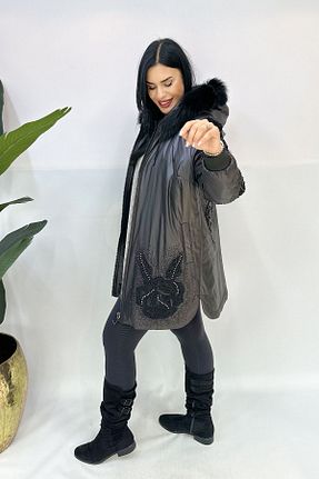 کاپشن سایز بزرگ بژ زنانه سایز بزرگ GÖKSEL - کد 860683915