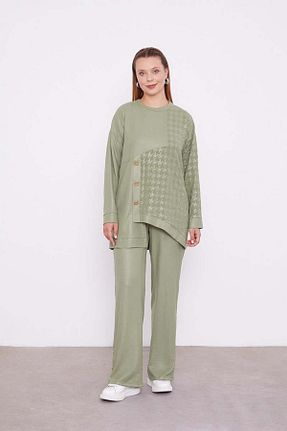 ست بالاتنه و پائین تنه خاکی زنانه بافتنی Levidor - کد 860755864