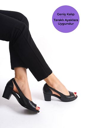 کفش کژوال مشکی زنانه چرم خالص Tamdabu Ayakkabı - کد 827936250