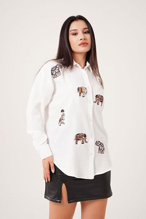 پیراهن سفید زنانه اورسایز Hipo Trend - کد 860877794