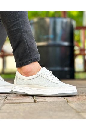 کفش اسنیکر سفید مردانه چرم اصل ByItallanoshoes - کد 822700081