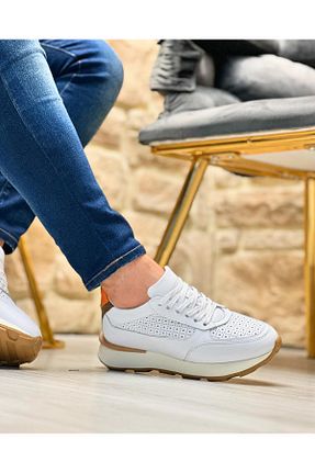 کفش اسنیکر سفید مردانه چرم اصل ByItallanoshoes - کد 834595553