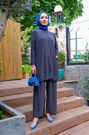 ست بالاتنه و پائین تنه طوسی زنانه بافتنی LOCCO - کد 860919263