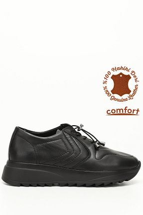 کفش اسنیکر مشکی زنانه چرم اصل GÖNDERİ(R) - کد 846400180