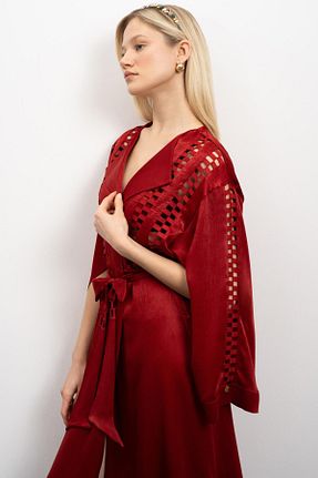 ربدوشام زرشکی زنانه ساتن Feu De Elu - کد 802074058