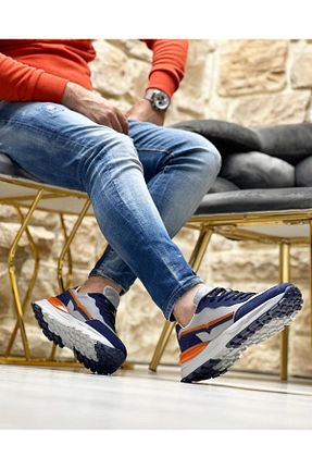 کفش اسنیکر سرمه ای مردانه چرم اصل ByItallanoshoes - کد 775368393