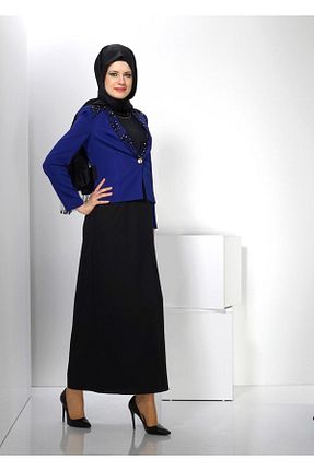 ست بالاتنه و پائین تنه حجاب سرمه ای زنانه رگولار TRENDTESETTÜR - کد 808012536