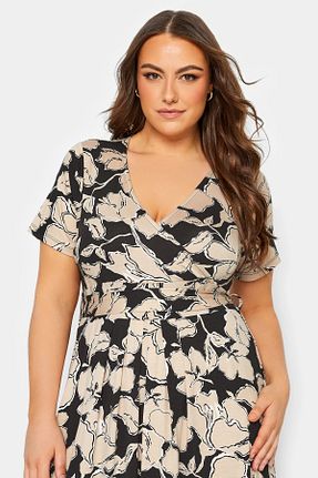لباس سایز بزرگ بژ زنانه ویسکون پلی استر Stil Diva - کد 690741450