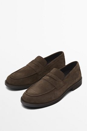 کفش لوفر قهوه ای مردانه چرم خالص Massimo Dutti - کد 861027694