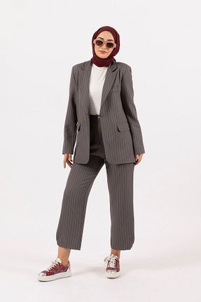 ست بالاتنه و پائین تنه طوسی زنانه بافتنی Stilife - کد 861036965
