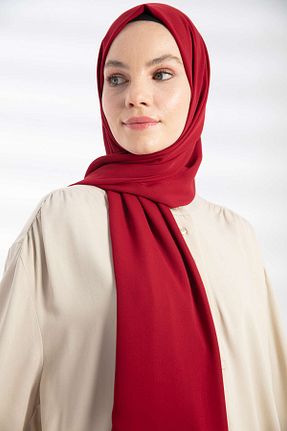 شال زرشکی زنانه کرپ PURESCARFS - کد 859370287